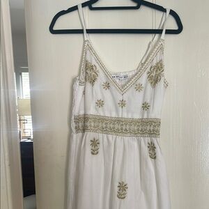 Free People White and Gold Embellished Maxi Dress